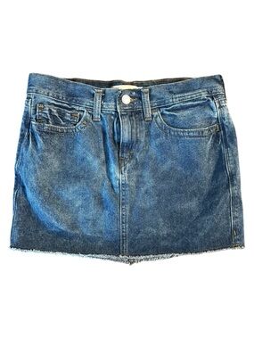 Levis raw hem denim medium wash mini skirt 5